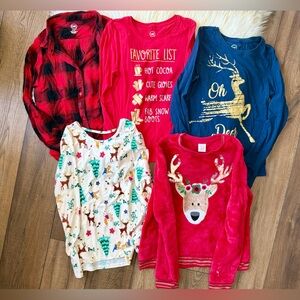 Christmas Shirts Tops Bundle Lot Girls Size 18